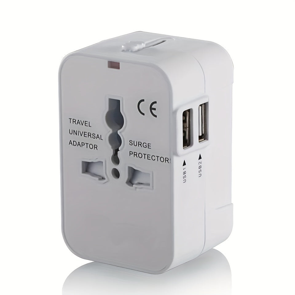 World All-in-One Universal Travel Charger-Dual USB Wall Adapter with AC Power Plug.