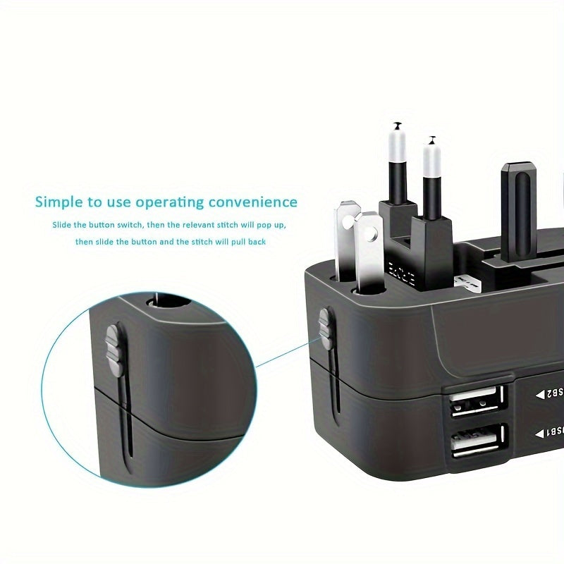 World All-in-One Universal Travel Charger-Dual USB Wall Adapter with AC Power Plug.