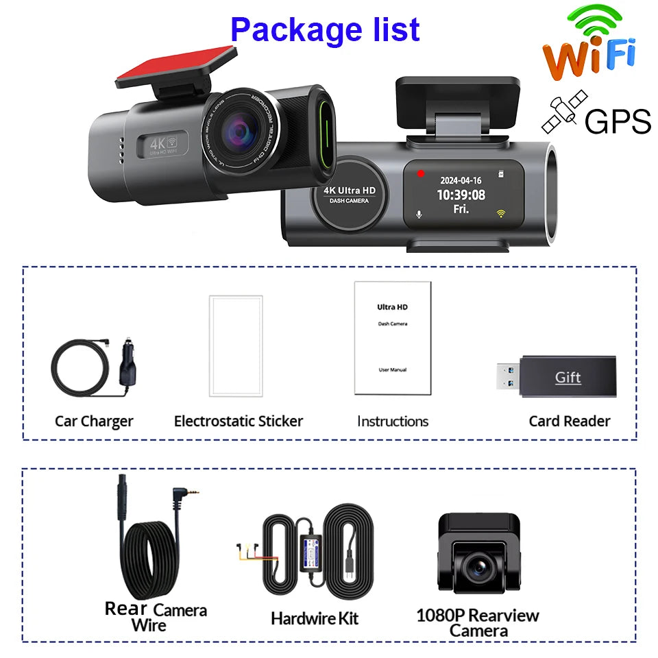 AutoGuard 4K Dashcam Pro with GPS and Wifi