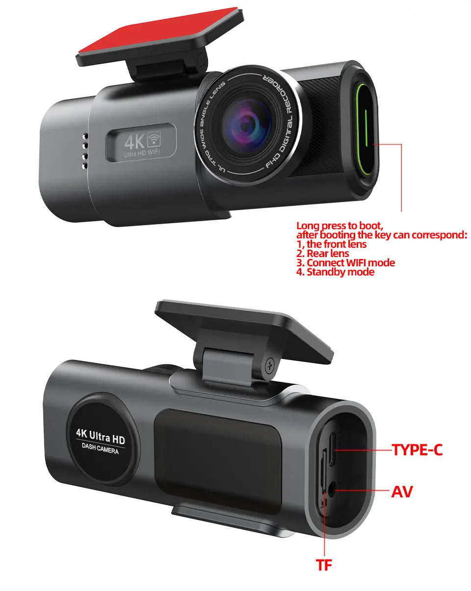 AutoGuard 4K Dashcam Pro with GPS and Wifi