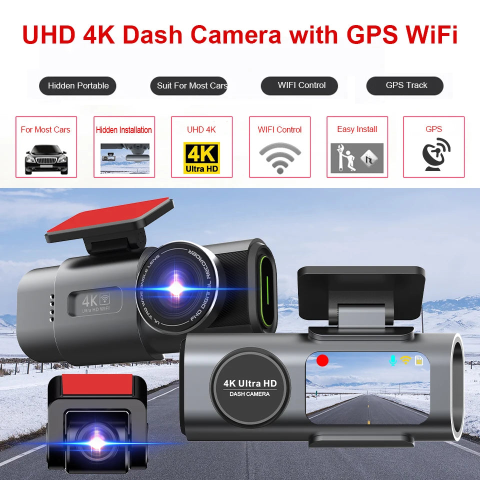 AutoGuard 4K Dashcam Pro with GPS and Wifi