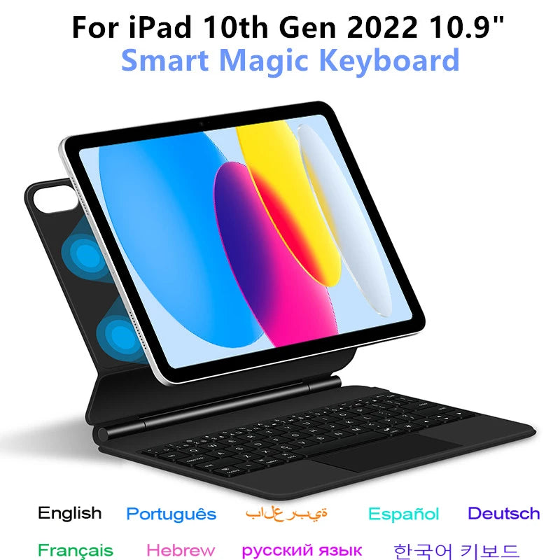 iPad 10.9" 2022 Magic Keyboard Folio Case with Portuguese, Spanish, Hebrew, Arabic, German Support