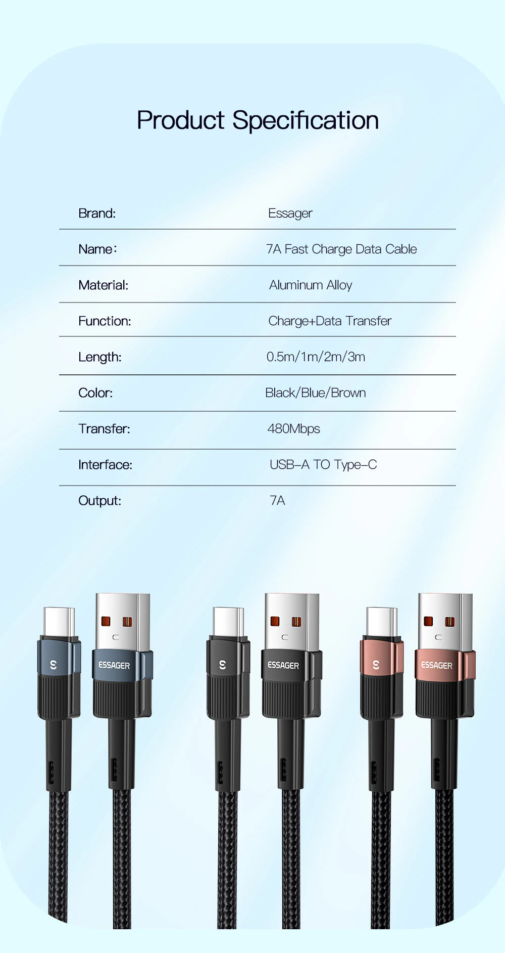 Essager TurboCharge 7A USB-C Cable