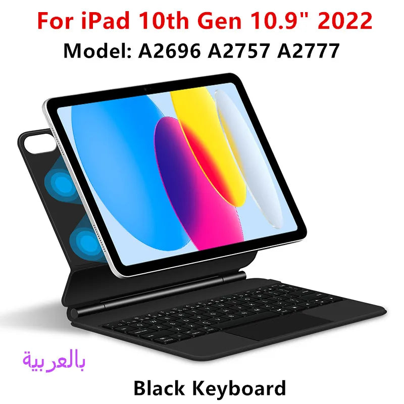 iPad 10.9" 2022 Magic Keyboard Folio Case with Portuguese, Spanish, Hebrew, Arabic, German Support